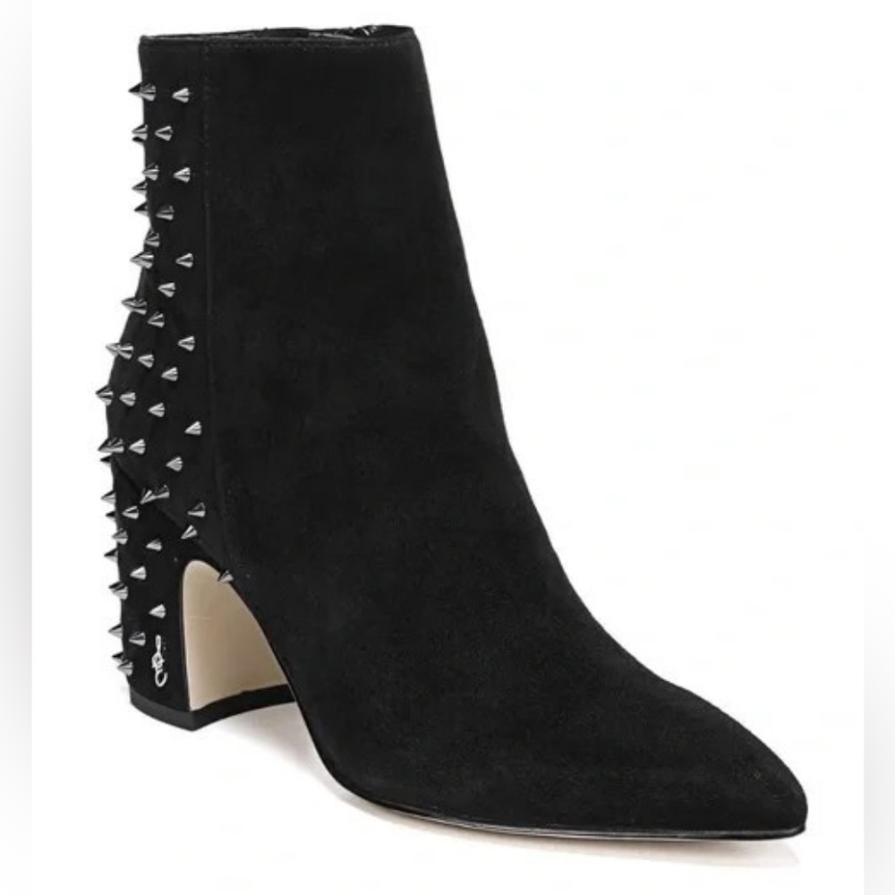 Sam Edelman Heath Spiked Pointed Toe Black Suede Goth Punk Boots Sz 6